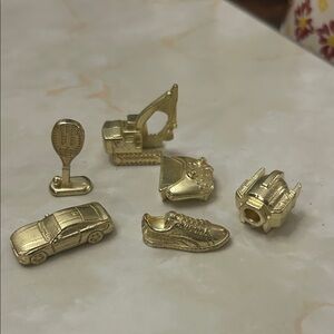 2015 Monopoly Empire Replacement Gold Tone Metal Tokens Complete Set of SIX